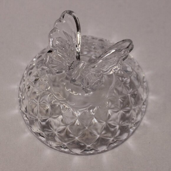 Vintage Bohemia Crystal Butterfly Covered Dish Czech Republic Footed Hand Cut - Picture 6 of 13